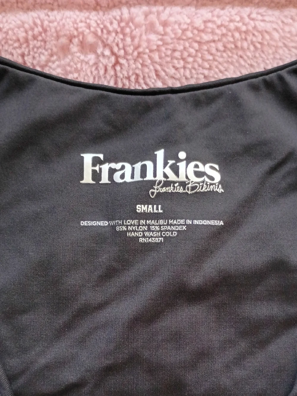 Frankie's Bikinis Black Tie-Front Crop Top & Minimal Bikini Bottom